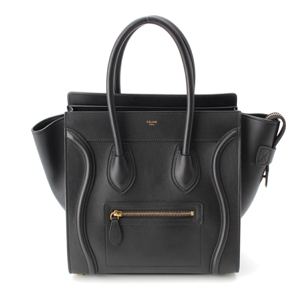 Celine Leather Luggage Tote Shopper Handbag Black
